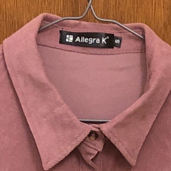 Allegra K - Pink - Corduroy - long sleeve - shirt dress - Size S - belt included - Picture 8 of 9